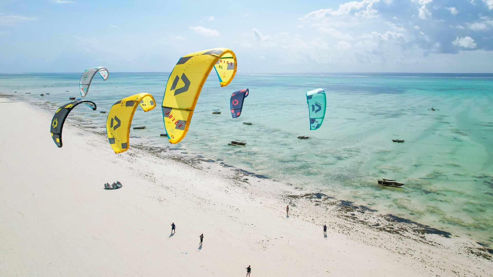 Kitesurfers enjoying the winds in Paje, Zanzibar