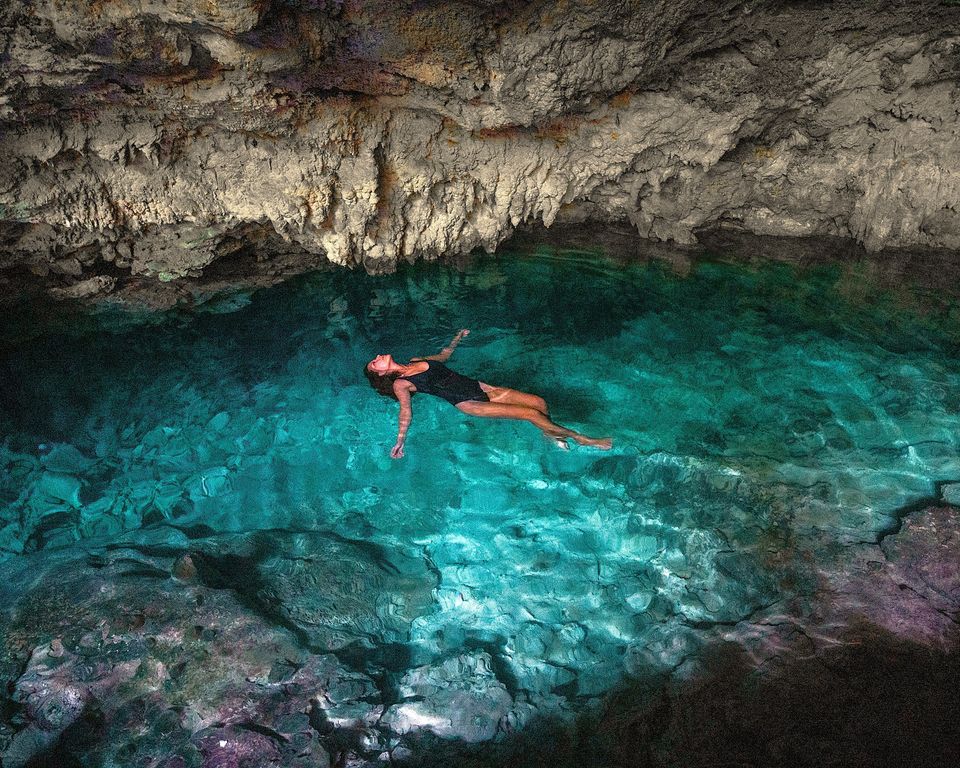 cuza cave swimming in very cold water